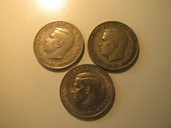 Foreign Coins:  Greece 1966,67 & 71 2 Drachmas