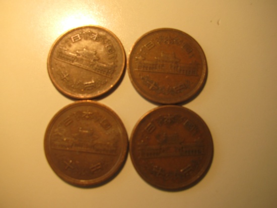 Foreign Coins: 4x Japan 10 yen coins