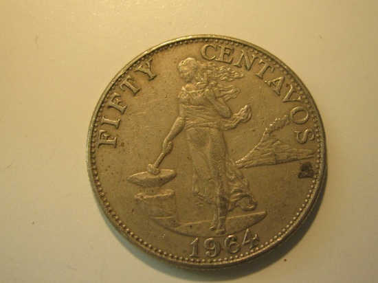 Foreign Coins: 1964 Philippines 50 Centavos big coins