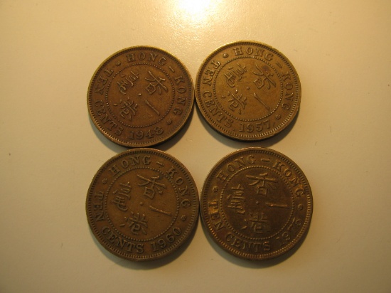 Foreign Coins:  Hong Kong 1948,1957, 1960 & 1975 10 Cents