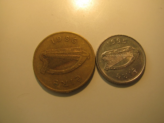 Foreign Coins:  Ireland 1986 20 & 1995 10 Pences