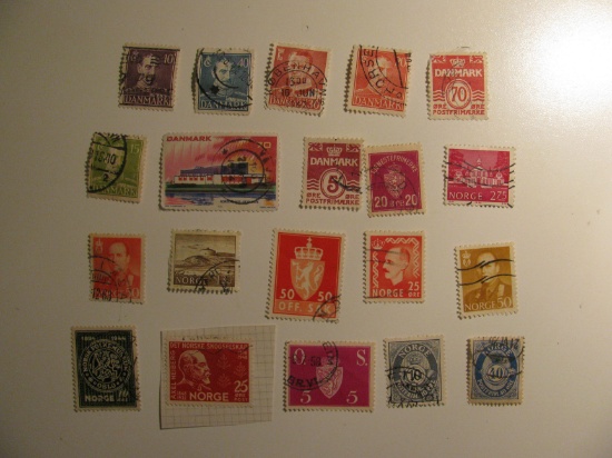 Vintage stamps set of: Norway & Denmark