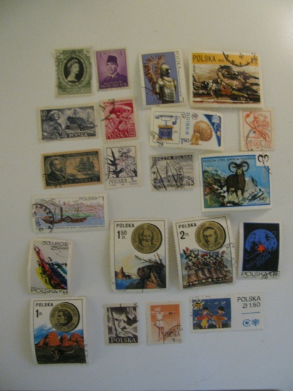 Vintage stamps set of: Poland, Indonesia & Jamaica