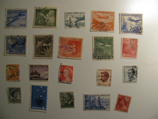 Vintage stamps set of: Australia & Chile