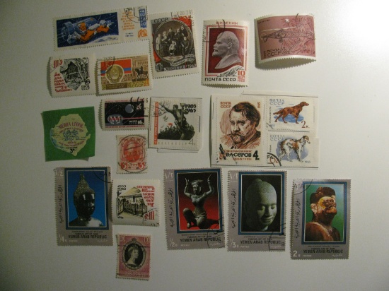 Vintage stamps set of: Sinagpore, Russia / USSR, Sierra Leon & Yemen