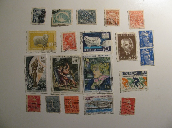 Vintage stamps set of: France & Uruguay