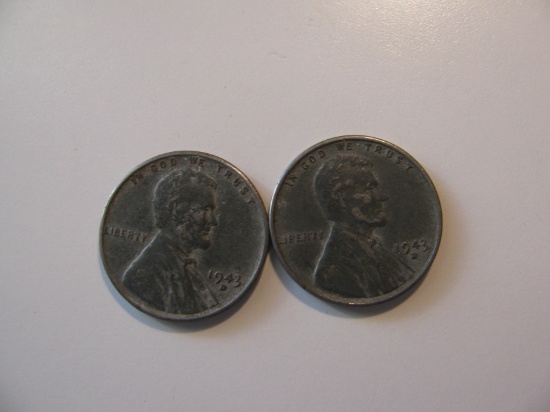 US Coins:2x 1943-D Steel pennies