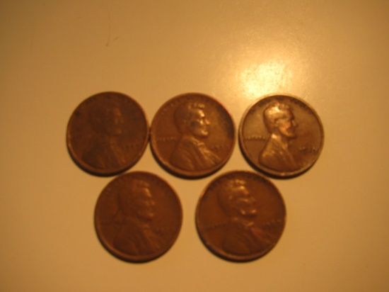 US Coins: 5x1929 Wheat Pennies