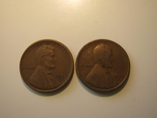 US Coins: 2x1920-S Wheat Penney