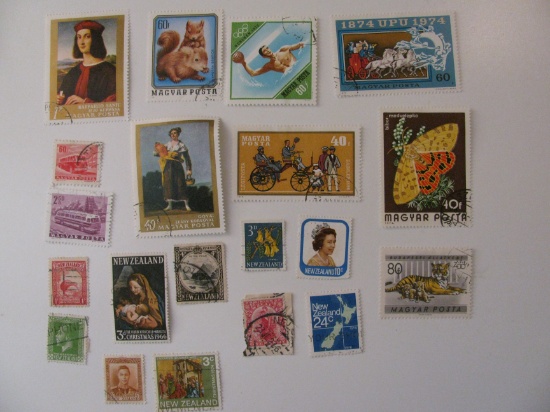 Vintage stamps set of: New Zealand & Hungary