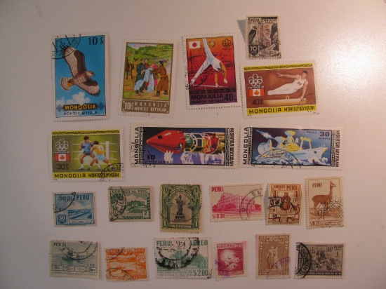 Vintage stamps set of: Peru & Mongolia