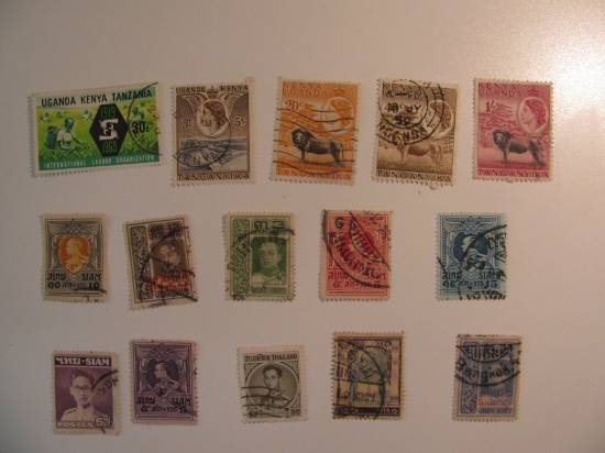 Vintage stamps set of: Thailand, Uganda / Kenya ?tanzania