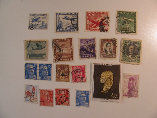 Vintage stamps set of: France & Chile