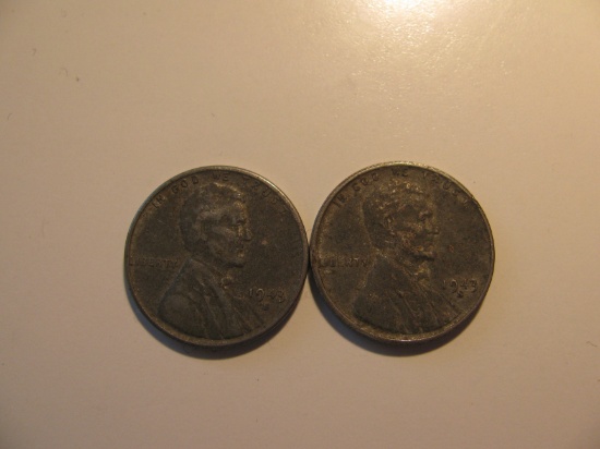 US Coins:2x 1943-S Steel pennies