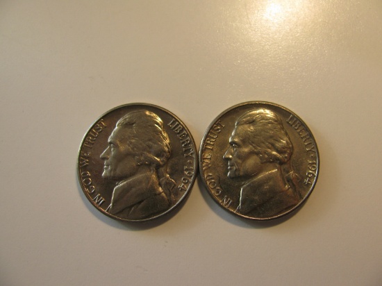 US Coins: 2x1964-D BU/Clean 5 Cents