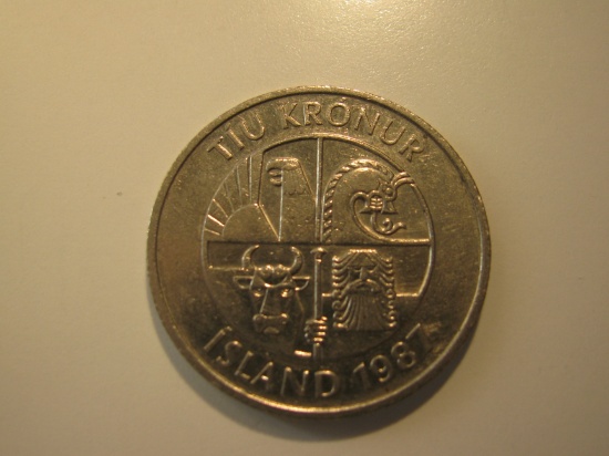 Foreign Coins: Iceland 1987 10 Kronur