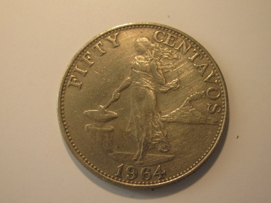 Foreign Coins: 1964 Philippines 50 Centavos big coins