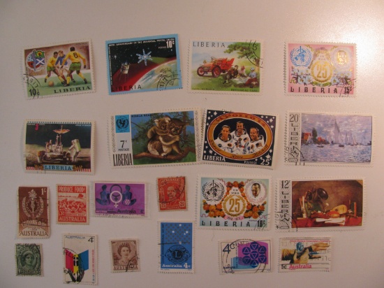 Vintage stamps set of: Australia & Liberia