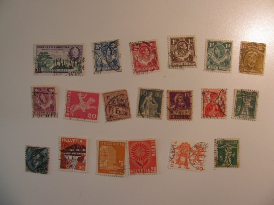 Vintage stamps set of: Switzerland & Souther Rhoedesia