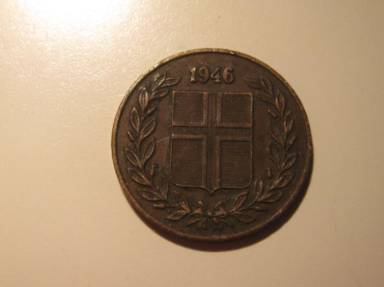 Foreign Coins: Iceland 1946 5 Aurar