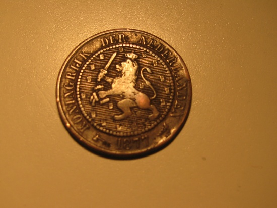 Foreign Coins: 1877 Netherlands 2.5 Cents