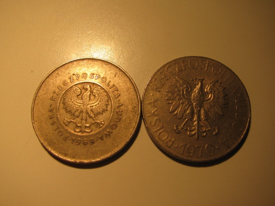 Foreign Coins: Poland 1969 & 70 10 Zloyches