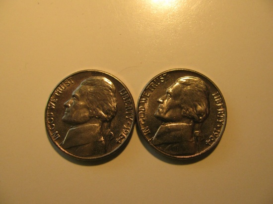 US Coins: 2x1964-D BU/Clean 5 Cents