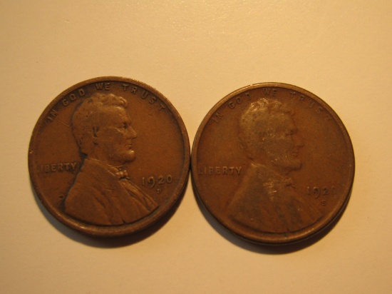 US Coins: 2x1920-S Wheat Penney