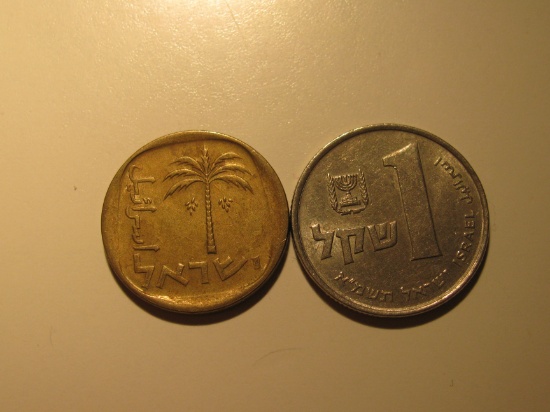 Foreign Coins: 2 Israel Coins