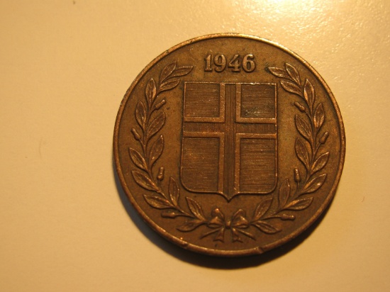 Foreign Coins: Iceland 1946 5 Aurar