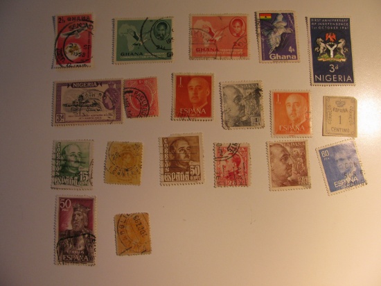 Vintage stamps set of: Spain, Nigeria & Ghana
