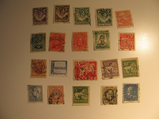 Vintage stamps set of: Sweden & Rhodesia