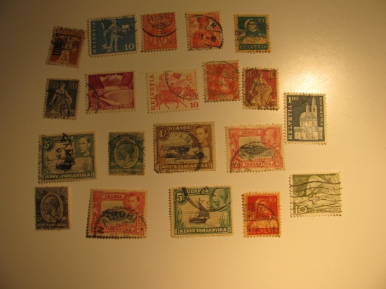 Vintage stamps set of: Switzerland & Uganda / Kenya / Tanzania