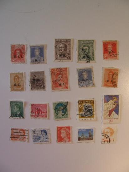 Vintage stamps set of: Canada & Argentina