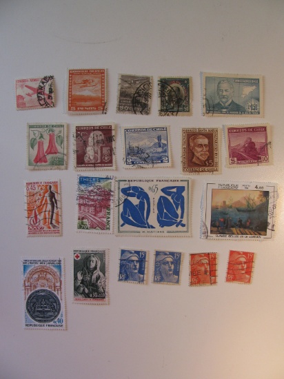 Vintage stamps set of: France & Chile
