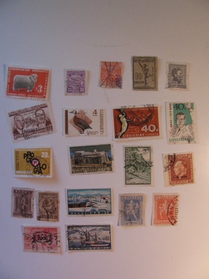 Vintage stamps set of: Greece & Uruguay
