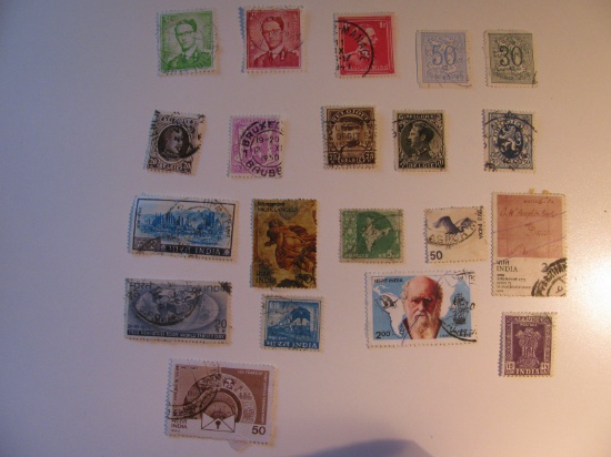 Vintage stamps set of: India & Belgium