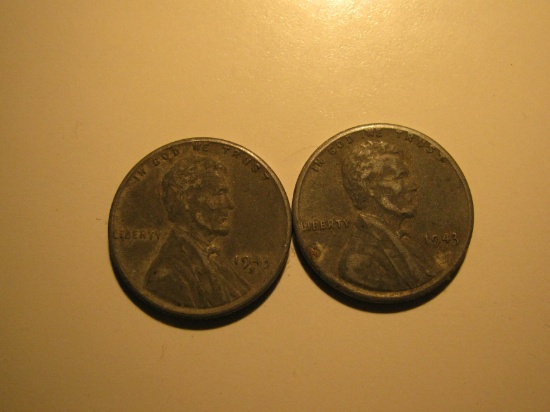 US Coins:2x 1943-S Steel pennies