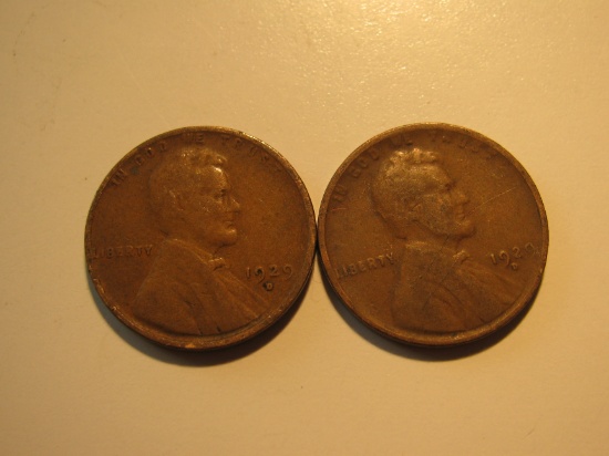 US Coins: 2x1929-D Wheat Pennies