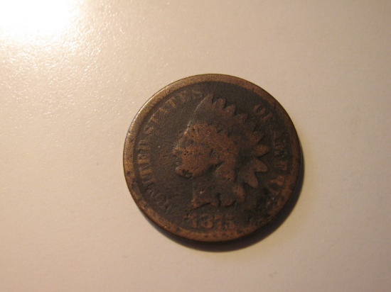 US Coins: 1875 Indian Head penny