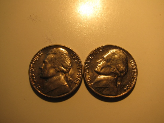 US Coins: 2x1964 BU/Clean 5 Cents