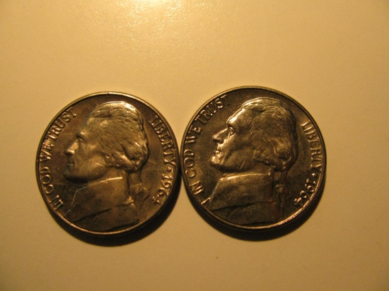 US Coins: 2x1964-D BU/Clean 5 Cents