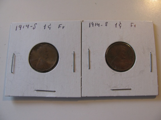 2x1914-S Wheat pennies