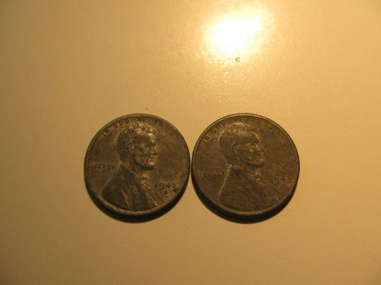 US Coins:2x 1943-D Steel pennies