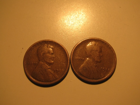 US Coins: 2x1920-S Wheat Pennies