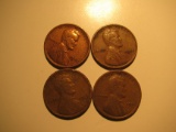 US Coins: 2x1928 & 2x1920 Wheat pennies