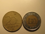Foreign Coins: Hungary 20 & 100 Forints