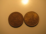 Foreign Coins:  Greece 1976 & 1986 2 Drachmas