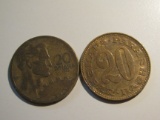 Foreign Coins: Yugoslavia 1955 & 1977 20  Dinaras