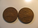 Foreign Coins: Mexico 1945 & 1954 20 Centavoses